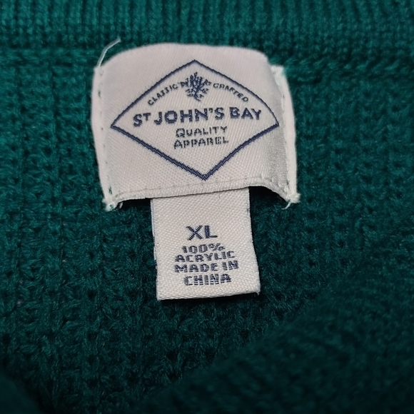 St. John's Bay Women's Green Striped Turtle Neck Sweater Size XL - Picture 8 of 9